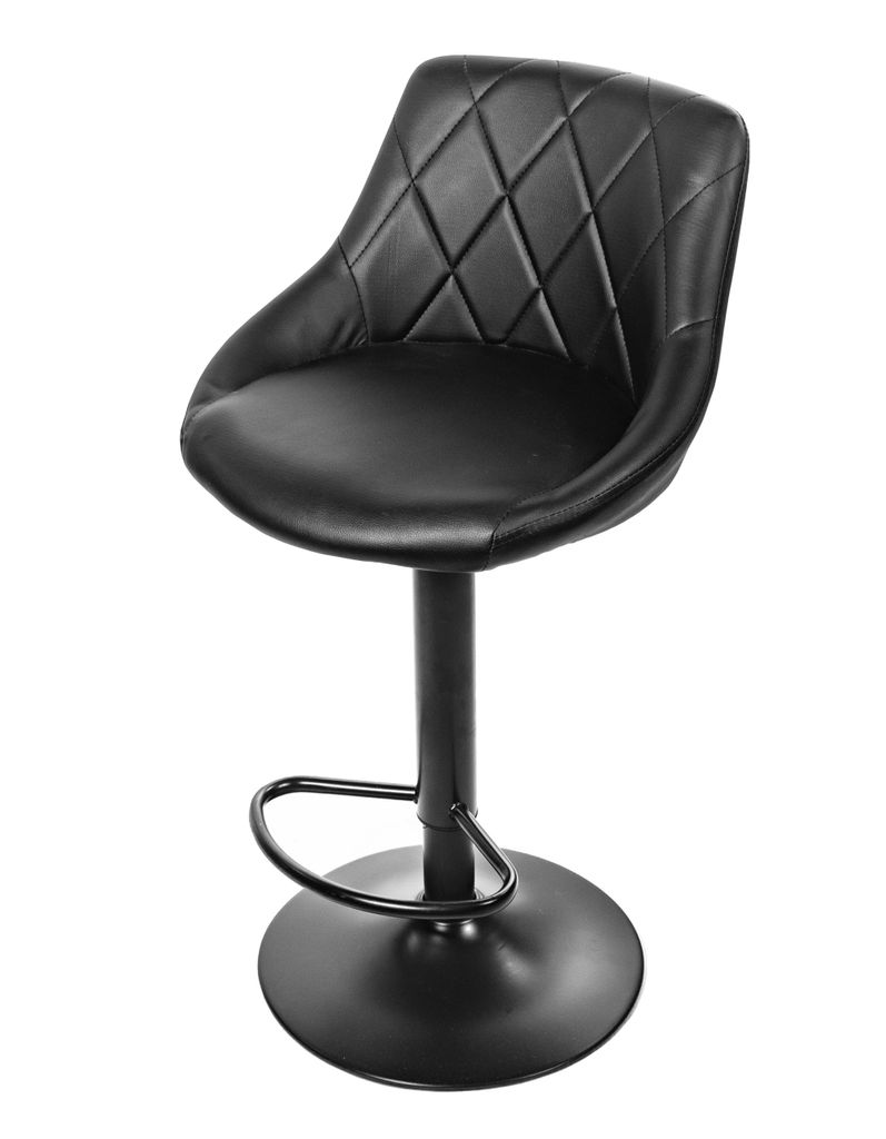 Barhocker Küchenhocker mit Rückenlehne, Fußstütze, höhenverstellbar, 360°-Drehstuhl, Tresenhocker Barstuhl 120 kg belastbar, schwarzes Kunstl...