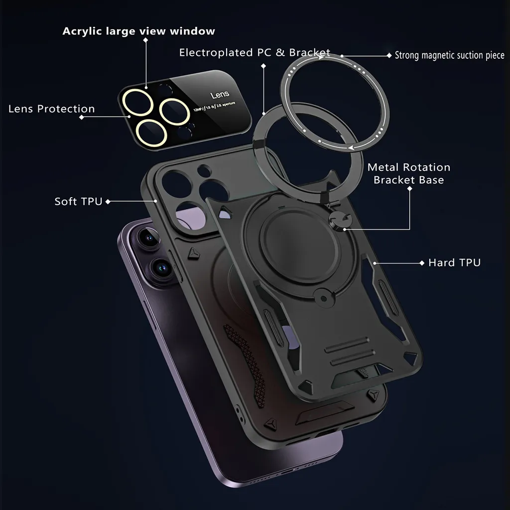 Cover Rugged iPhone 12 Pro Max con Ring Holder e MagSafe Blu - 3