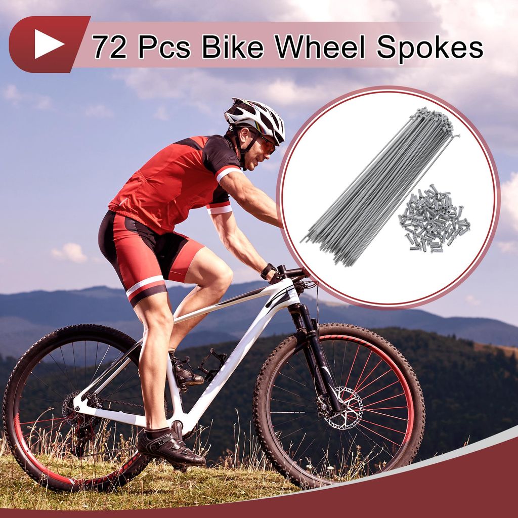 72 Set 14G Fahrradspeichen 183mm Fahrradspeichen Kohlenstoffstahl Verzinkt Silberfarben