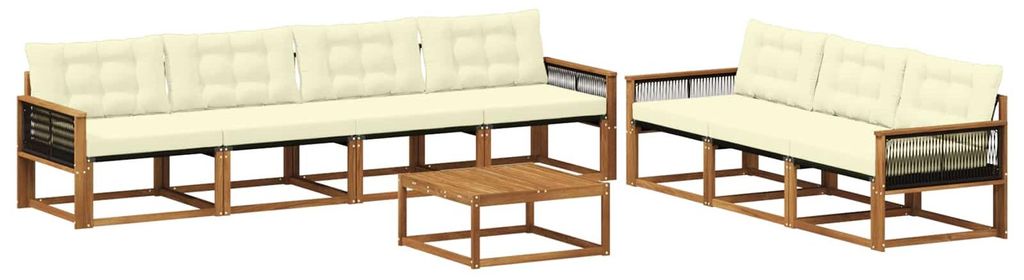 vidaXL Outdoor-Sofagarnitur mit Kissen 8 pcs Natur und Creme
