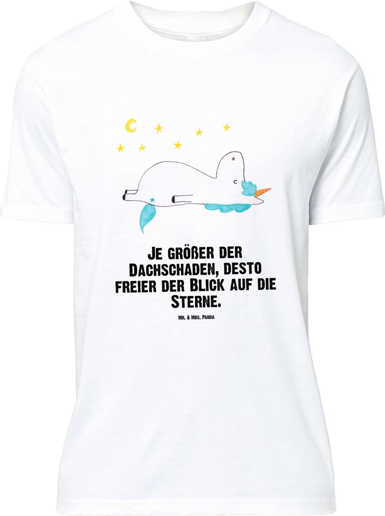 Mr. & Mrs. Panda Größe L T-Shirt Einhorn Sternenhimmel - Weiß - Geschenk, mit Spruch, Unicorn, Verrückt, Einhörner, Tshirt, Sterne, Shirt