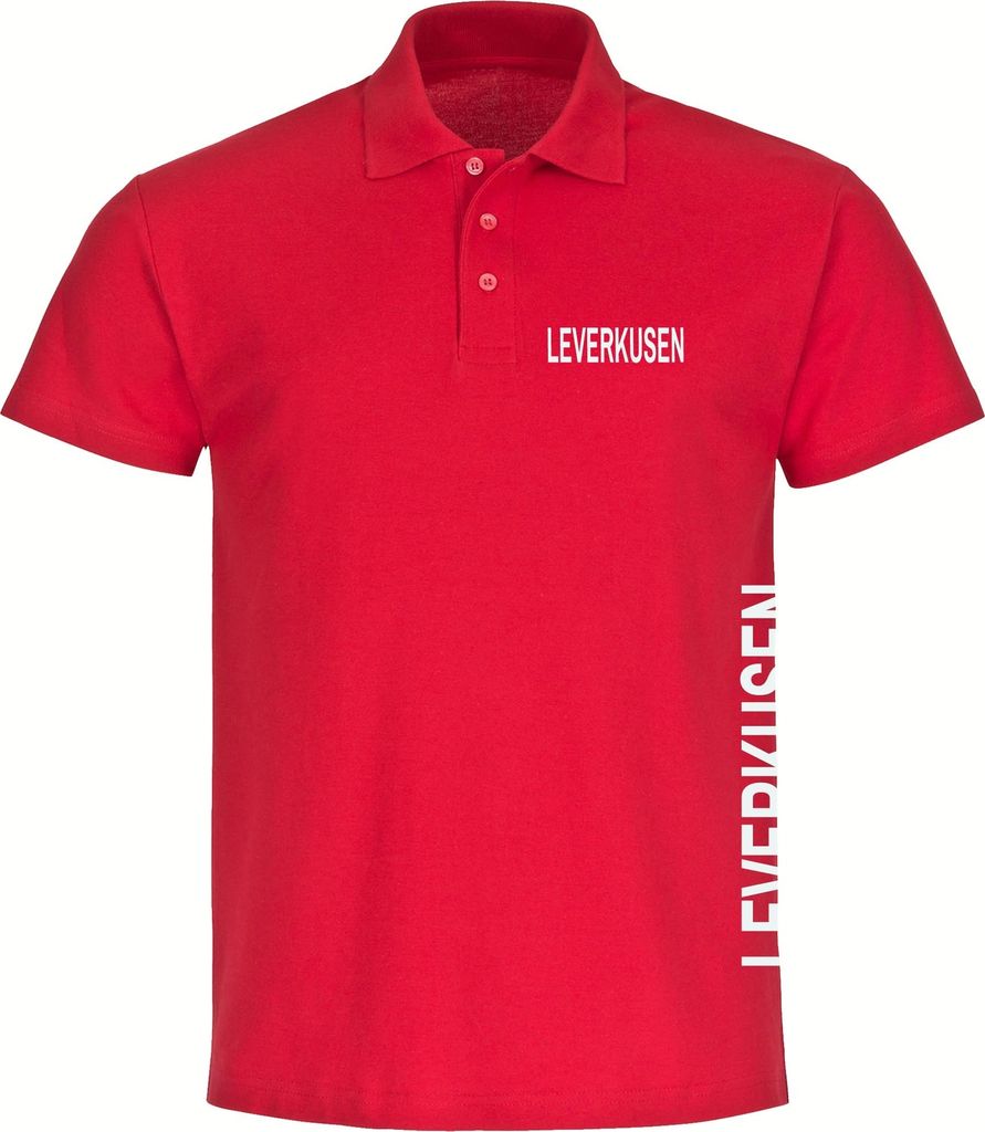 multifanshop Poloshirt - Leverkusen - Brust & Seite, rot, Größe L