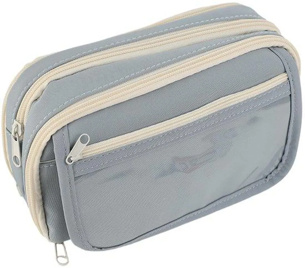 Trousse d'école bleue 22x8x12 cm à grande capacité pour fournitures