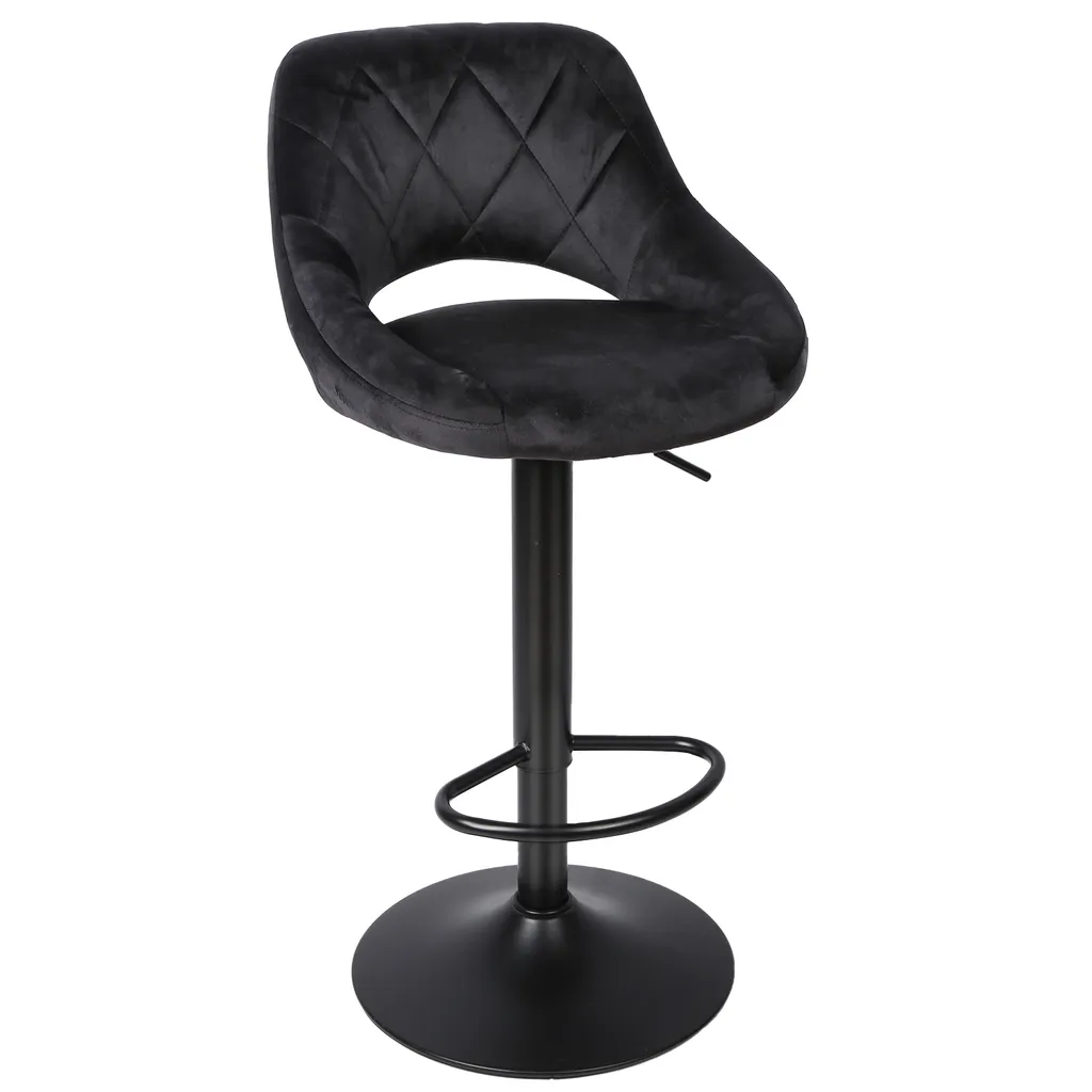 Tabouret de bar en velours noir stable et confortable - Pack de 2 - 6