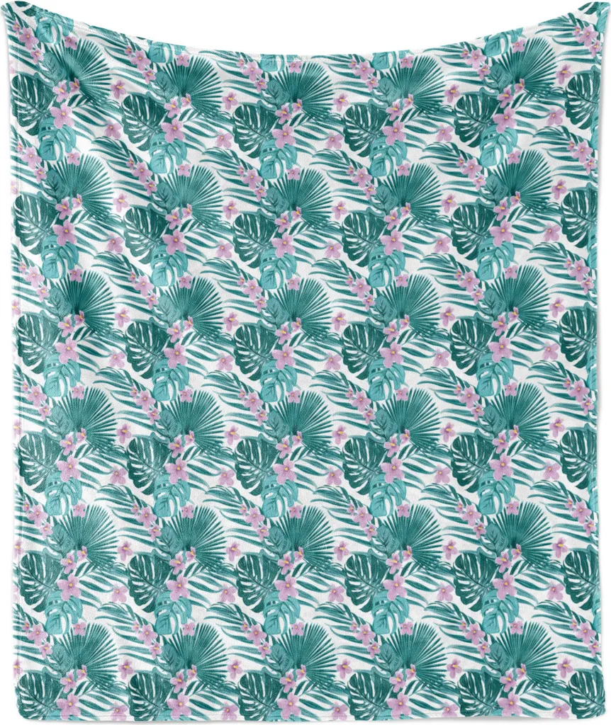 Plaid Matrimoniale Foglie di Palma 175x230 cm - Abakuhaus Design