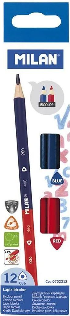 Milan zweifarbige Bleistifte blau-rot -Box 12u-.