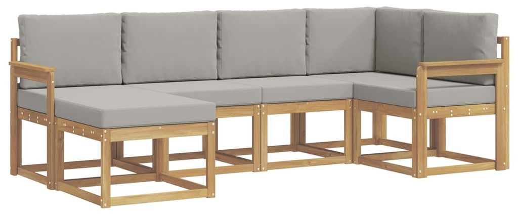 vidaXL Outdoor-Sofagarnitur 6 pcs Weiß und Hellgrau