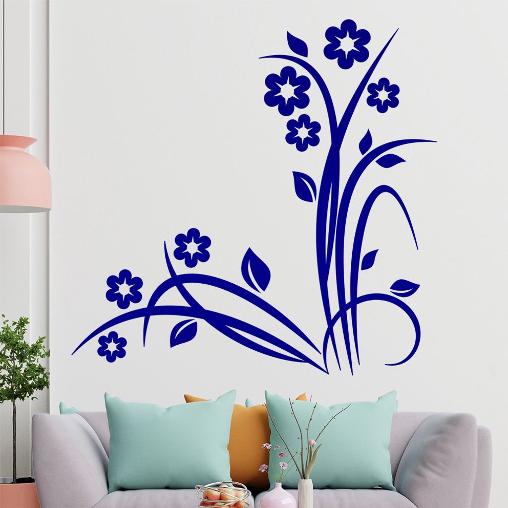 Blumen - Gräser - Blüten Wandtattoo in 6 Größen - Wandaufkleber Wall Sticker - Dekoration, Küche, Wohnzimmer, Schlafzimmer, Badezimmer