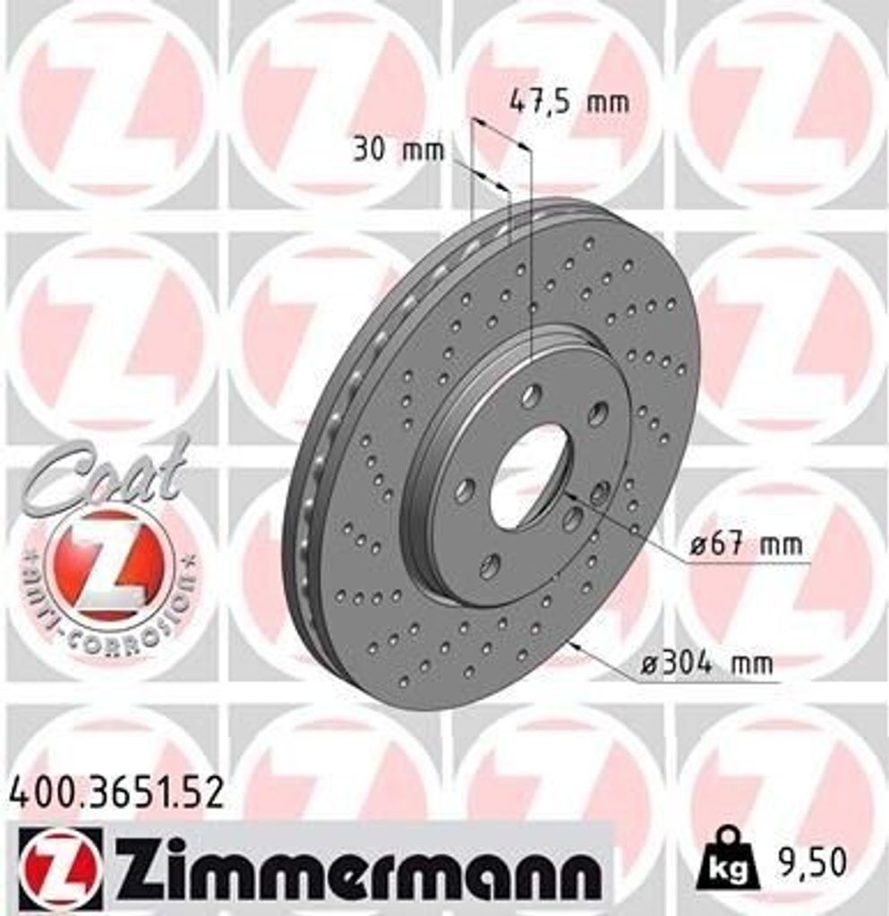 ZIMMERMANN 400.3651.52 - Bremsscheibe für E-Klasse (W211), E-Klasse (S211)
