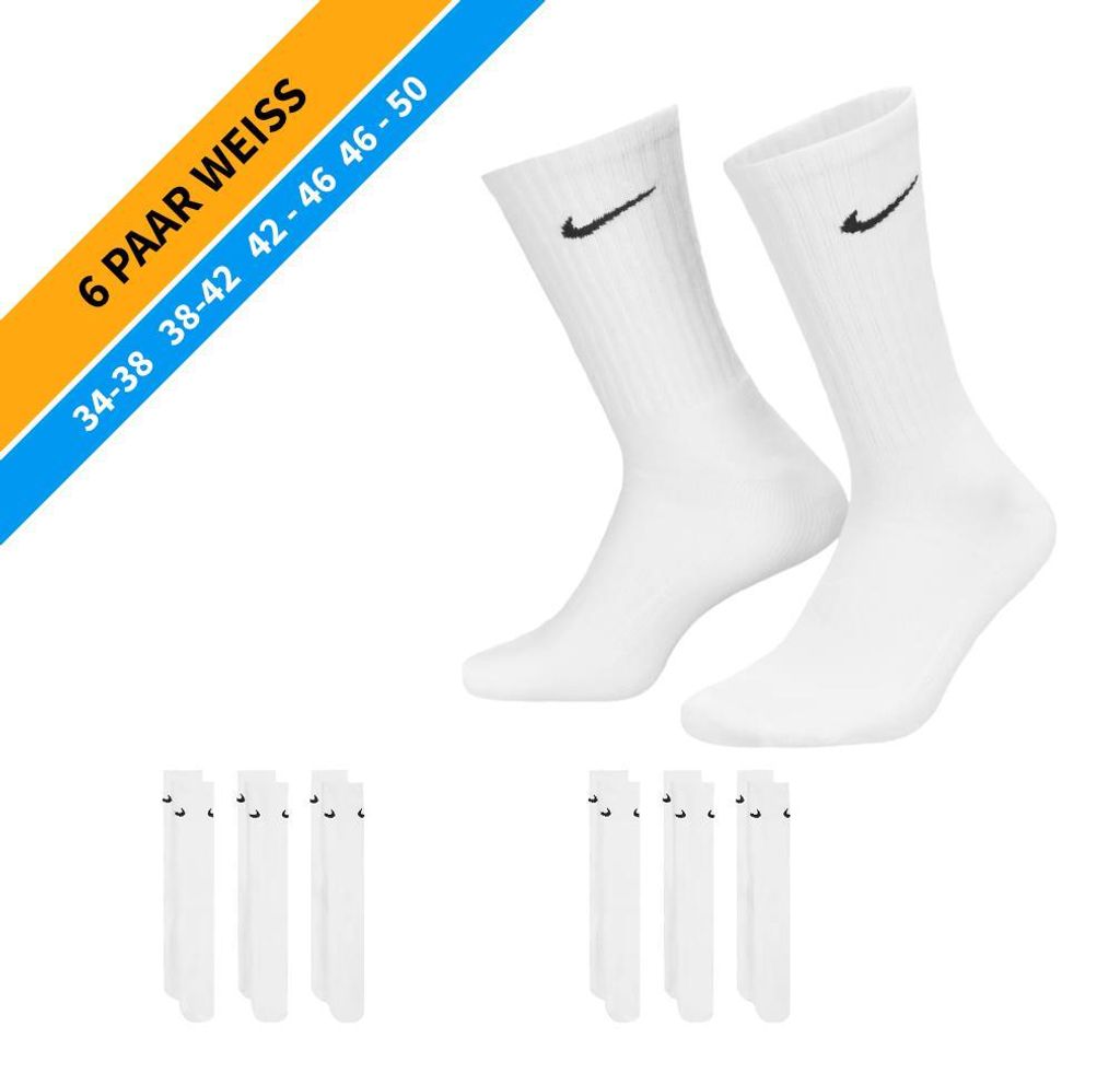 NIKE Socken - Farbe: 6 Paar Weiß Tennis Socken - Größe: Produktbild 