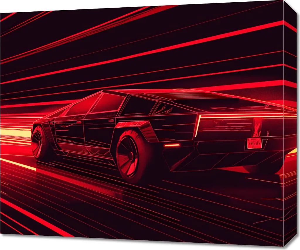 Quadro 60x50 cm Velocità nel neon rosso - 1