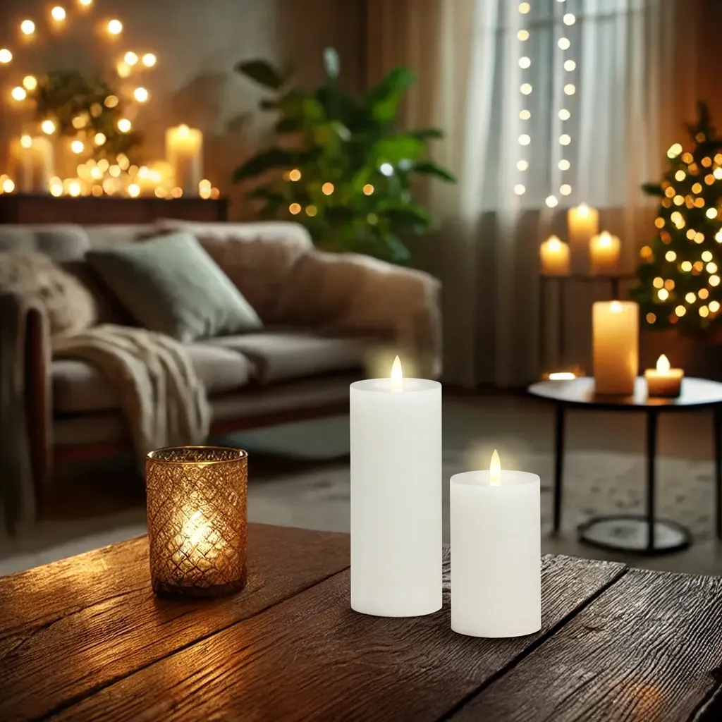 Pack 4 bougies LED cire blanche pour décoration de table et mariage