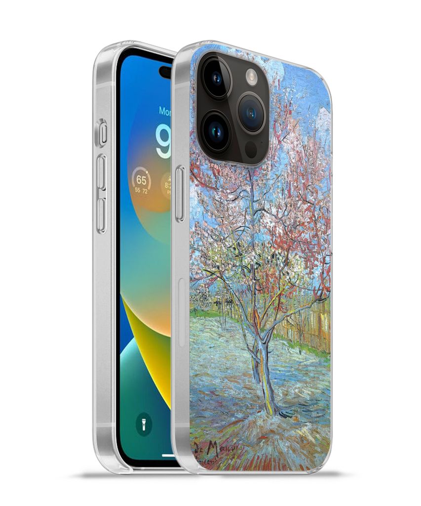MuchoWow Handyhülle Schutzhülle Hülle für Apple iPhone 14 Pro Max Der rosa Pfirsichbaum - Vincent van Gogh Silikon Softcase Handy Hülle - Ha...