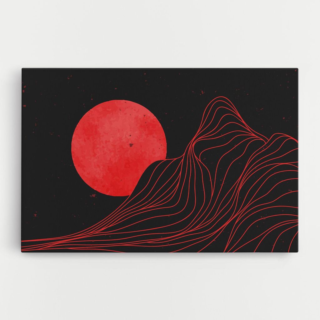 ARTHUB Leinwandbild 40x60 cm, Bloody Moon | Wohnzimmerdekoration, Hängende Bilder, Wanddekoration, Heimdekoration, Abstrakte, Minimalistische