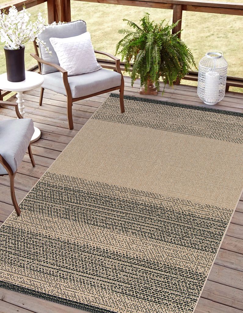 Rikmani Outdoor Teppich 120 x 170 cm für Terrasse, Balkon, modernes Design, ideal für Küche und Esszimmer, beige- braun