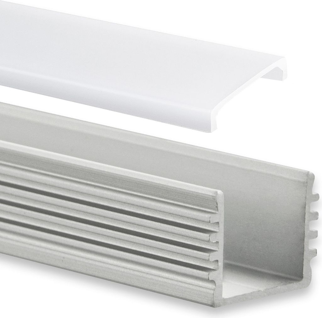 GX-PL5 LED AUFBAU-Profil 200 cm, hoch, LED Stripes max. 12mm, silber 2m Abdeckung opal