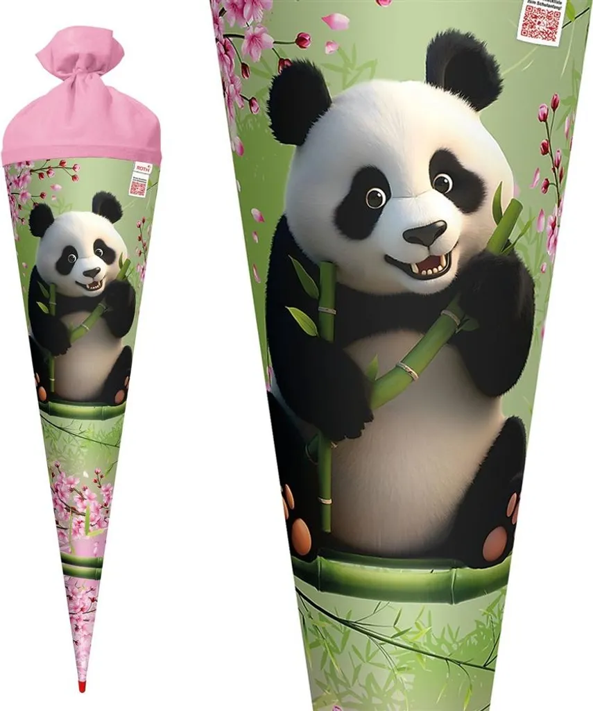 ROTH 677549 Schultüte Panda Rond 70cm pour la Rentrée Scolaire