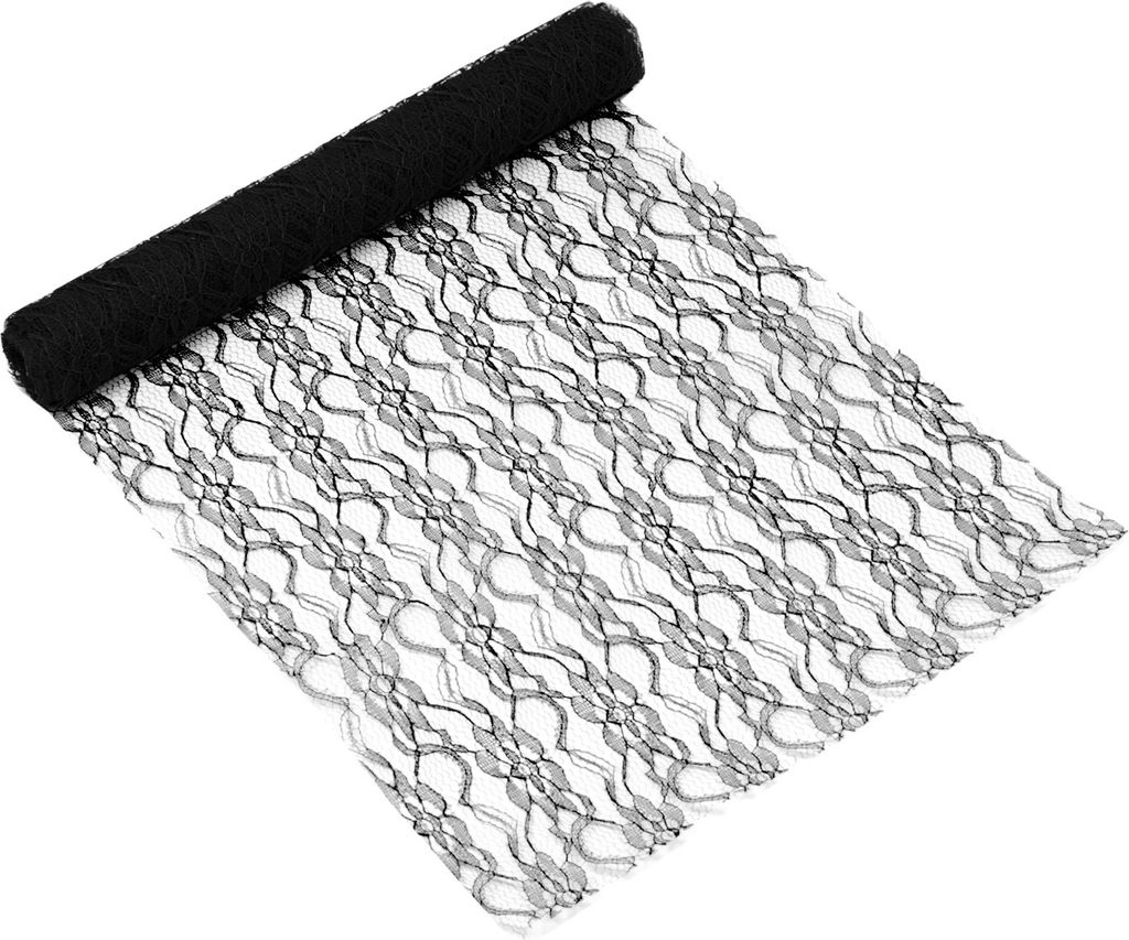 Oblique Unique Tischläufer Tischband mit Spitze Tischdeko für Halloween Geburtstag Hochzeit Party - schwarz