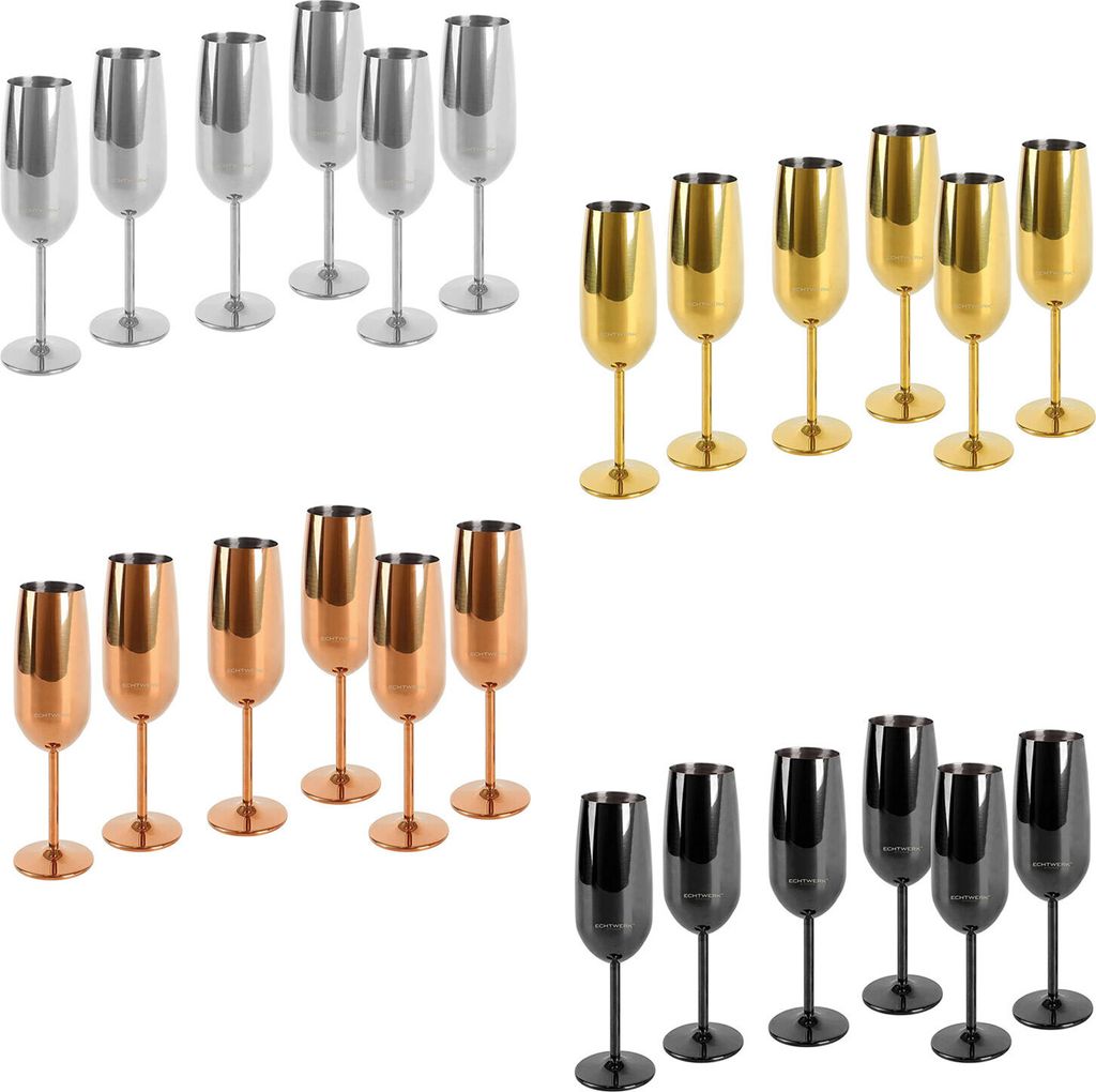 Echtwerk  Sekt-/Champagnerkelch Set 6tlg aus Edelstahl, Produktbild 