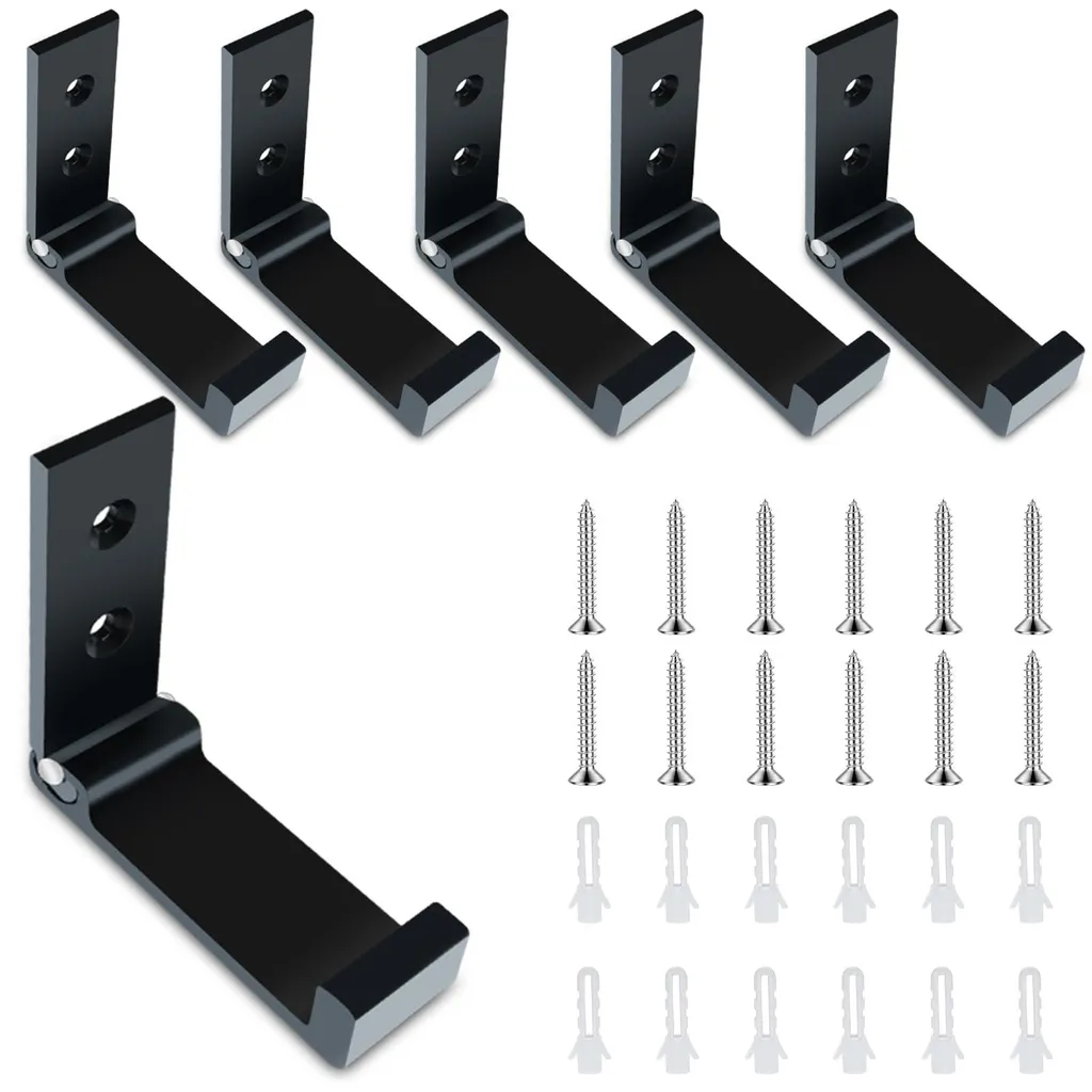 Porte-manteau mural rabattable en aluminium noir pour un gain de place