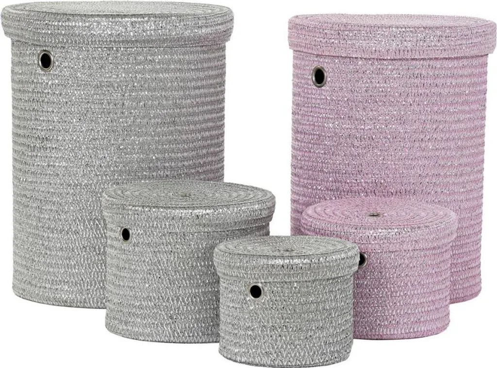 Paniers de rangement tressés en lot de 5 - Corbeilles polyvalentes en PP