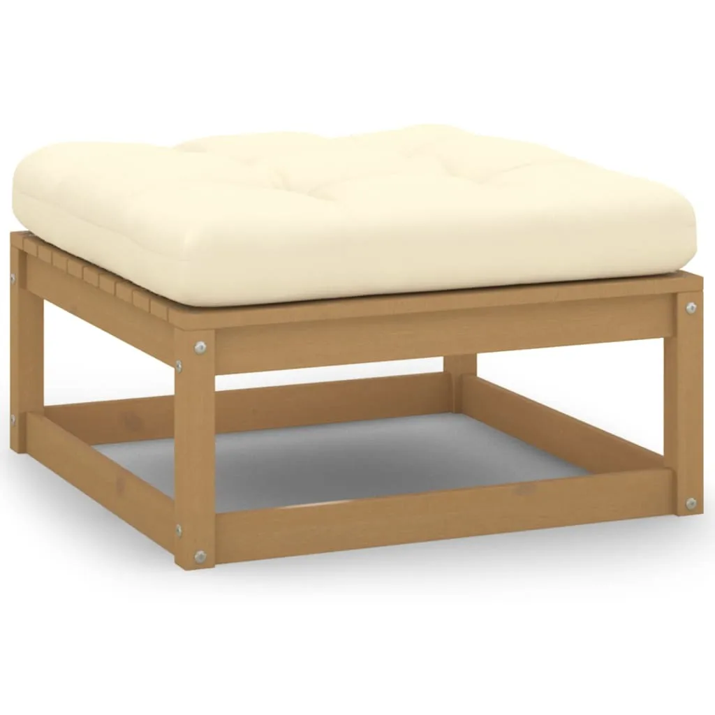 Poggiapiedi Esterno Pino Massiccio Marrone Miele 70x70 con Cuscino
