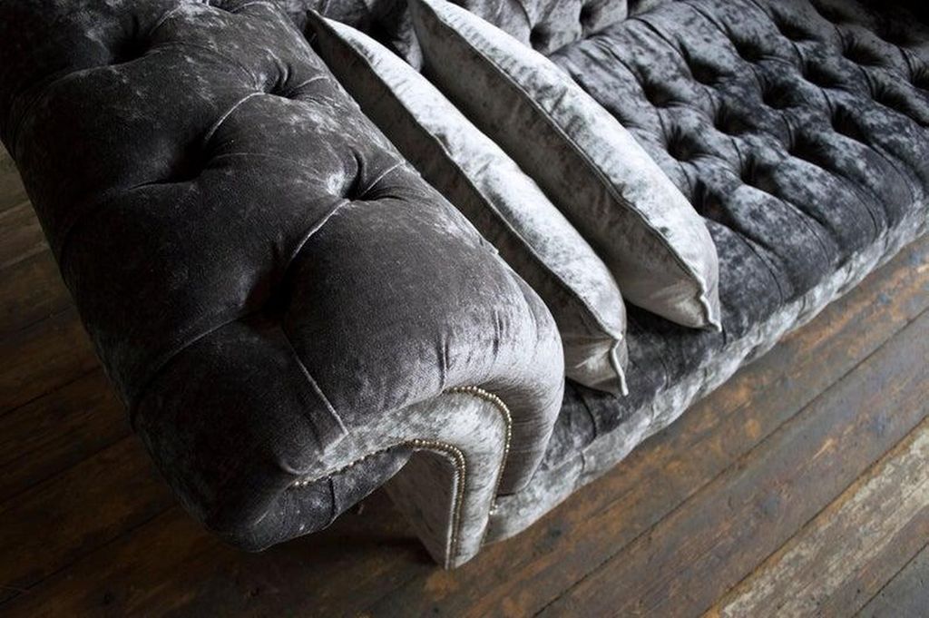 Graue Chesterfield Couch Sofa Polster 3 Sitzer Couchen Sitz Garnitur Sofas Neu