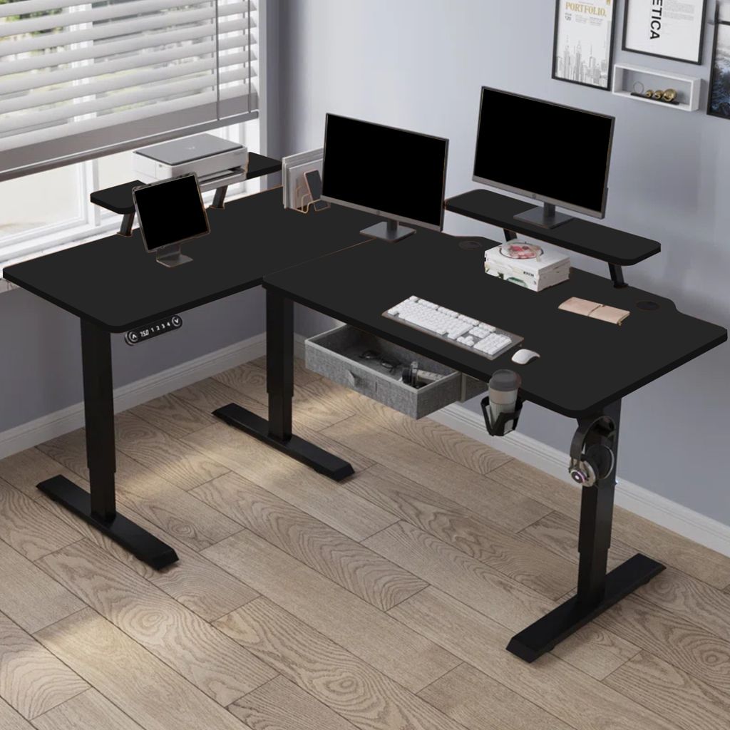 Hilodesk Elektryczne biurko stojące 160x120cm L-form Zdjęcie produktu 