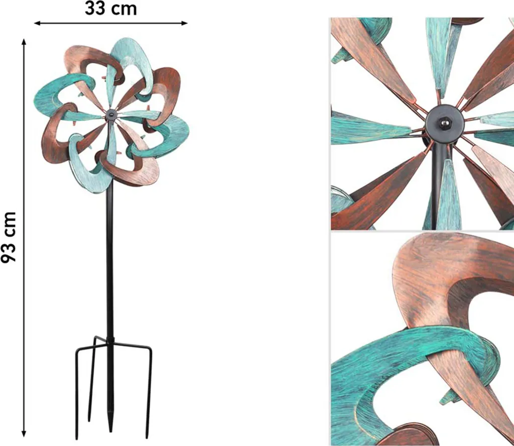 Sculpture cinétique Copper Swirl Duett en métal pour extérieur 150cm - 7