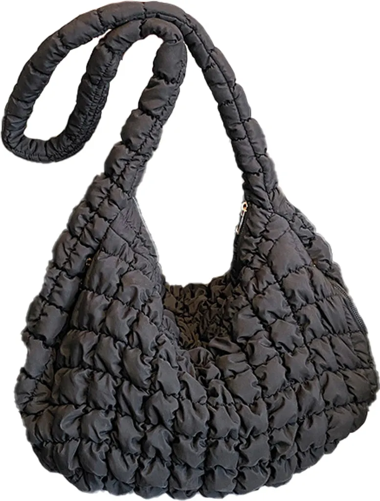 Sac de ville noir en nylon matelassé idéal pour le travail et les voyages