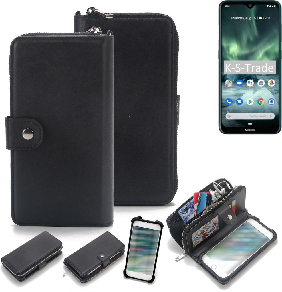 K-S-Trade 2in1 Handyhülle Schutzhülle kompatibel mit Nokia 7.2 & Portemonnee Cover Handy Hülle Case Etui Geldbörse Wallet Bookstyle Hülle