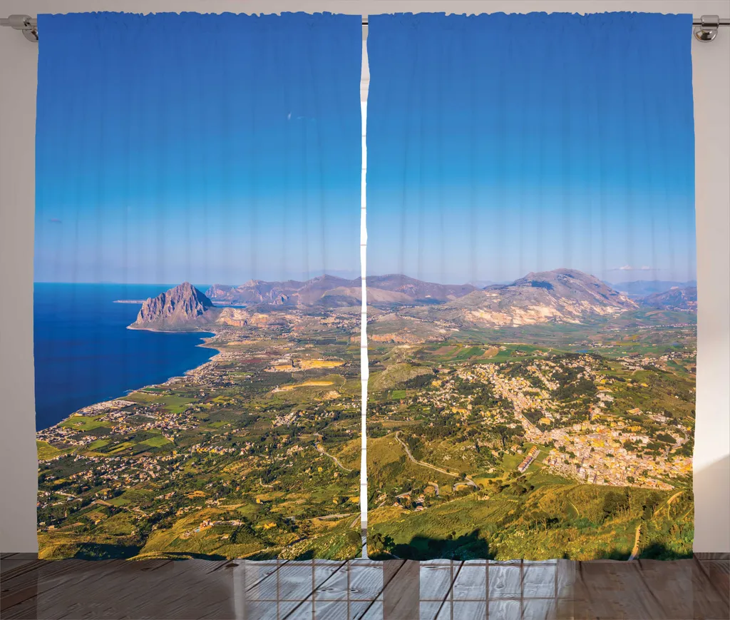 Grand Rideau de Salon Thème Sicile pour une Déco Méditerranéenne 280x225