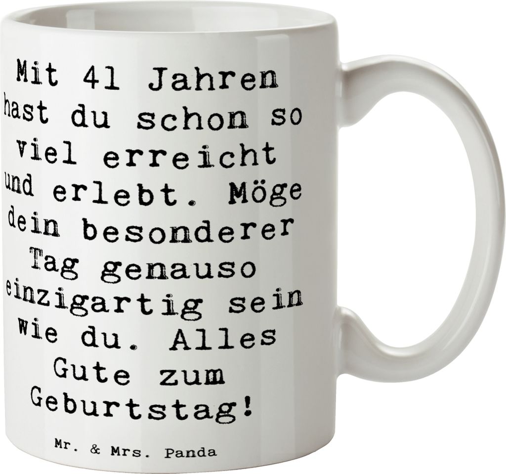 Mr. & Mrs. Panda Geschenktasse Spruch 41. Geburtstag - Weiß - Geschenk, Tasse, Feier, Glückwunsch, alles Gute, schöne, Geburtstagsgeschenk, Kaff...