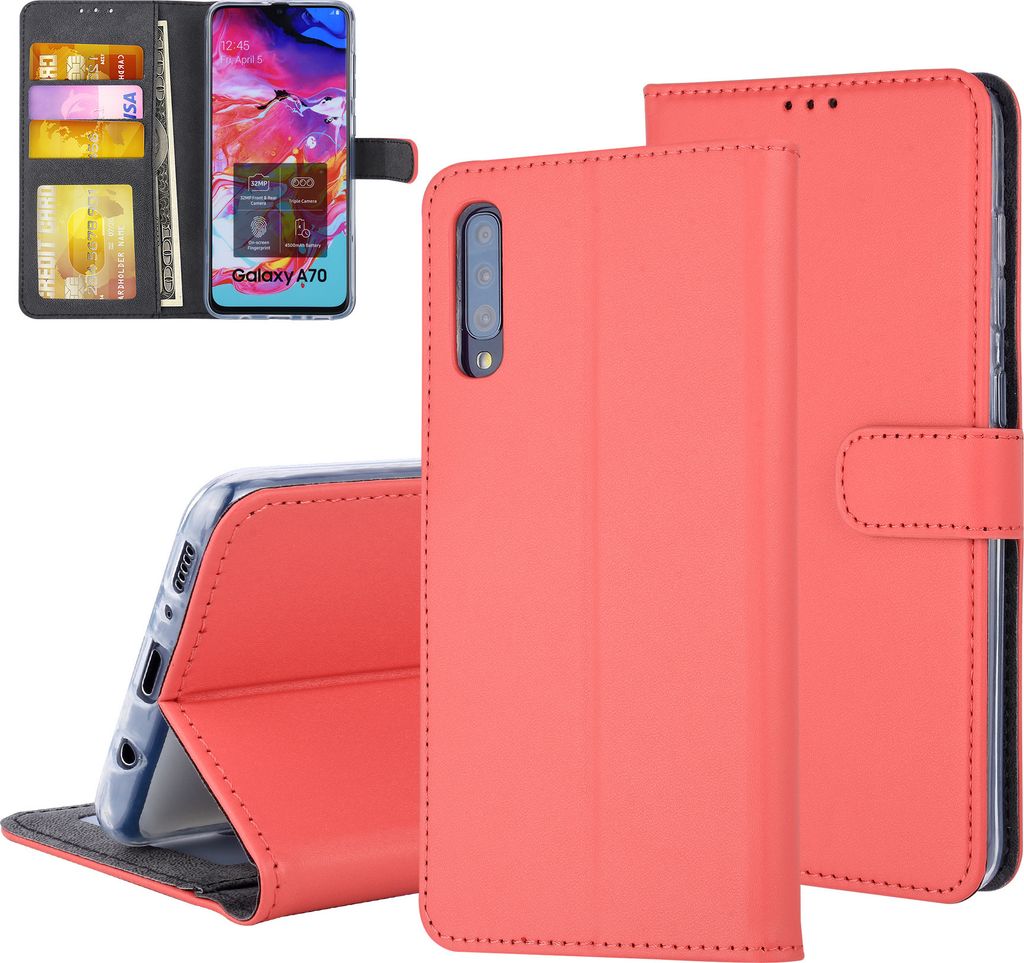 Samsung Galaxy A70 Card holder Red Book type case for Galaxy A70 Magnetic closure