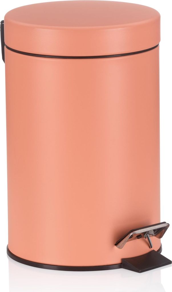kela Kosmetikeimer rosa 3l, Metall Tretmülleimer Badezimmer, Badmülleimer mit Inneneimer und Tragehenkel, MONACO, pfirsichrosa matt