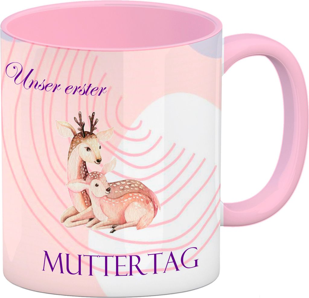 Unser erster Muttertag Kaffeebecher Rosa
