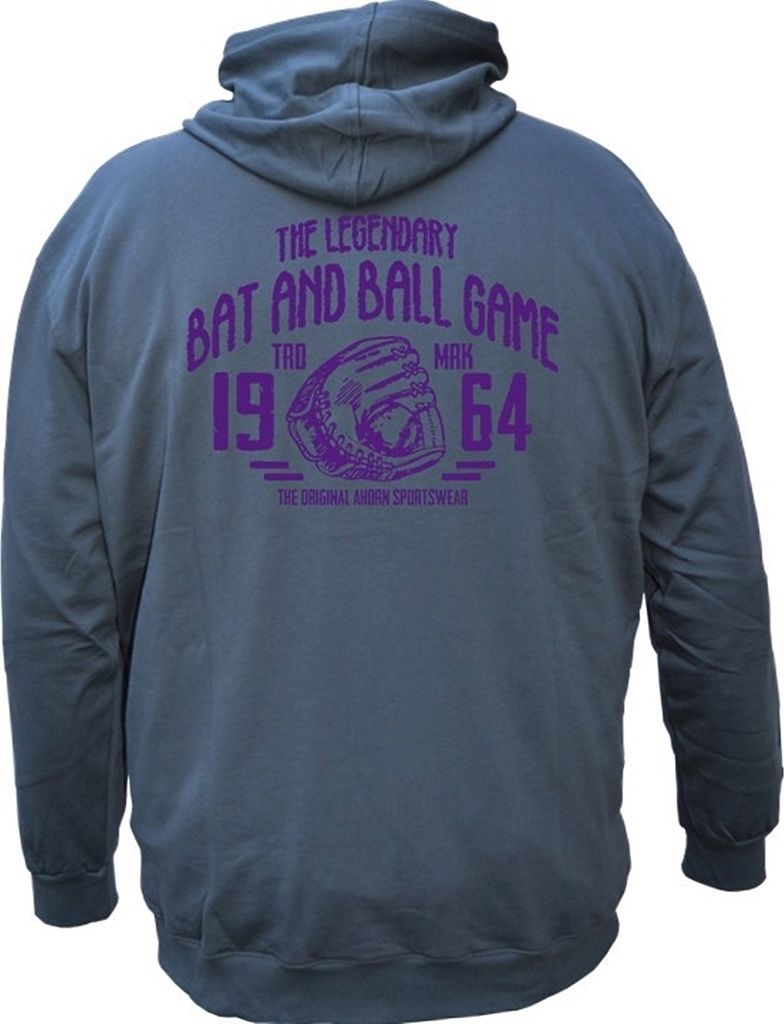 Übergrößen Kapuzen-Sweatjacke Legandary Ball Game AHORN SPORTSWEAR Iron Grey 5XL