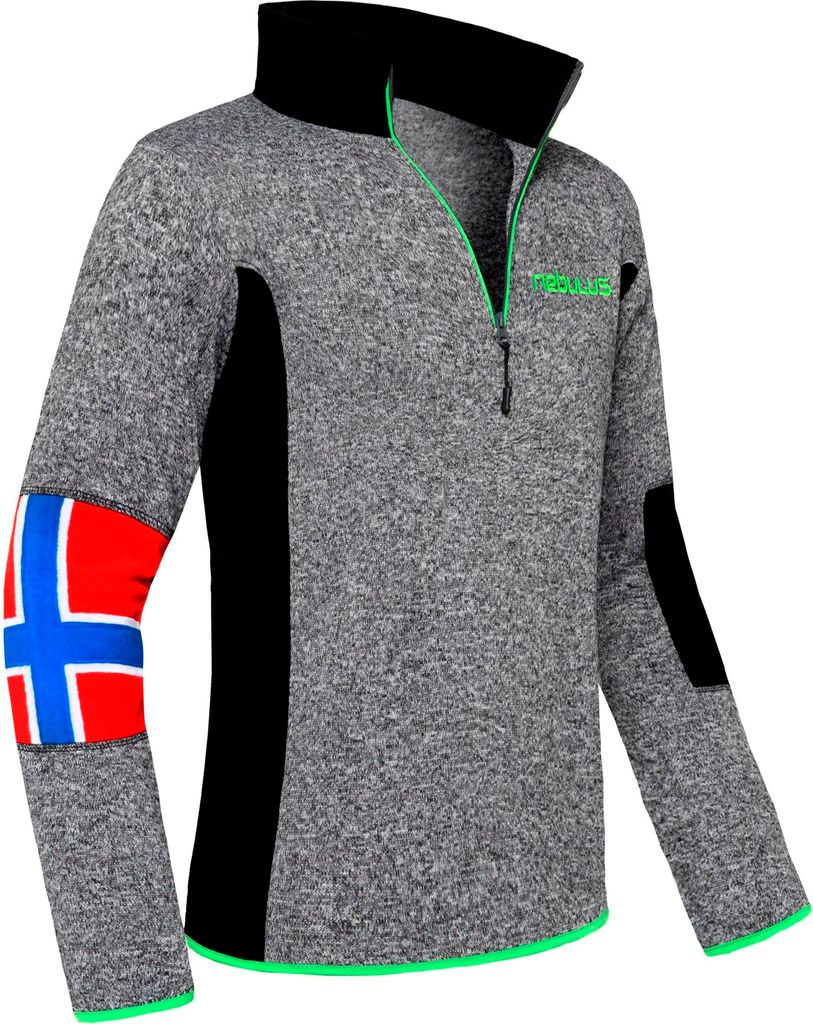 Nebulus Fleecepullover PAO Herren, warmer Fleecepullover, Pulli aus Fleece mit Half Zip Reißverschluss, P4675 - Herren, grau-grün, M