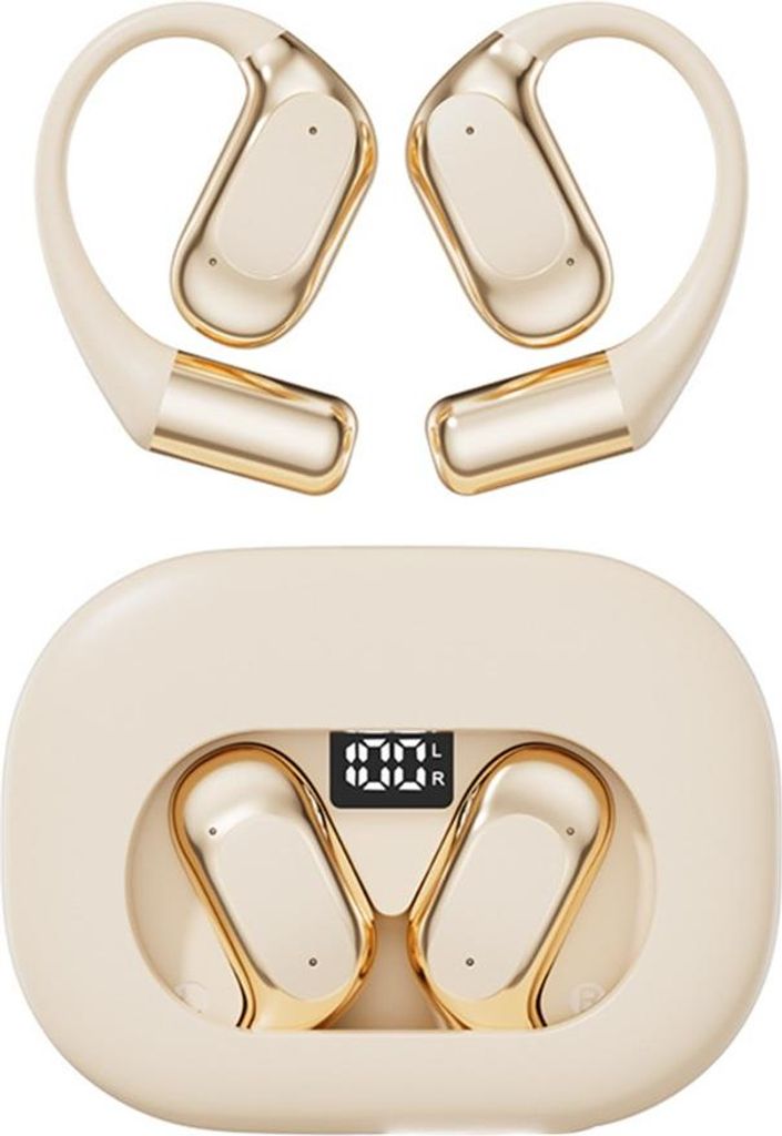 INF OWS Bluetooth Kopfhörer: Open-Ear, Noise Cancelling, Kabellos, Digitalanzeige Hautfarbe