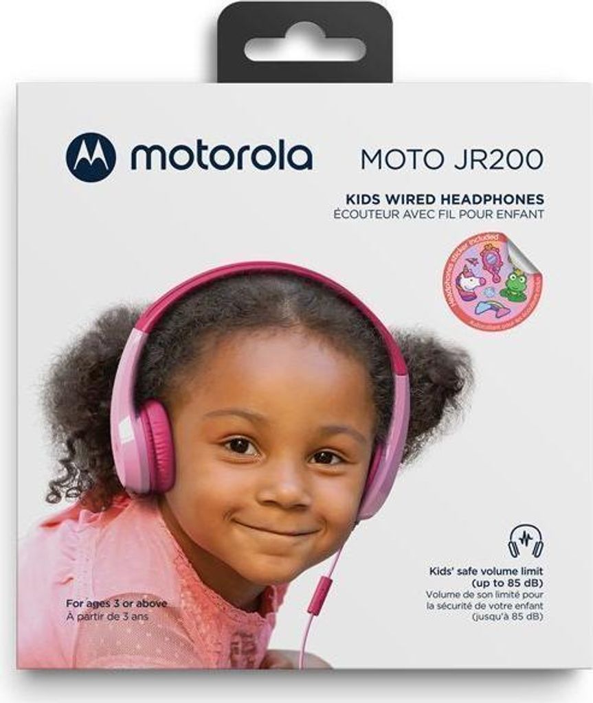 Motorola Sound JR200 Kinder Kopfhrer mit Kabel - Lautstrkebegrenzung 85 dB und Audio Splitter - BPA Frei - ab 3 Jahren - Rosa