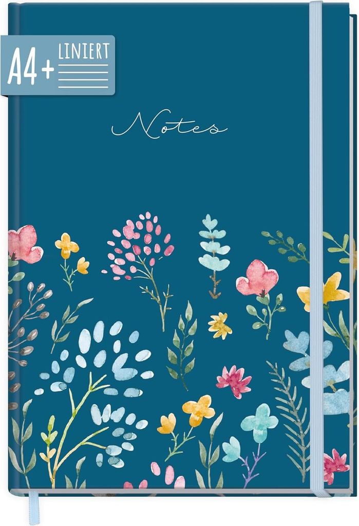 Notizbuch A4+ liniert - nachhaltig - 156 Seiten - Happy Flower