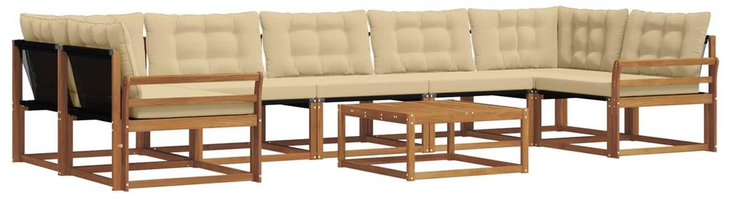 vidaXL Outdoor-Sofagarnitur mit Kissen 8 pcs Natur und Beige