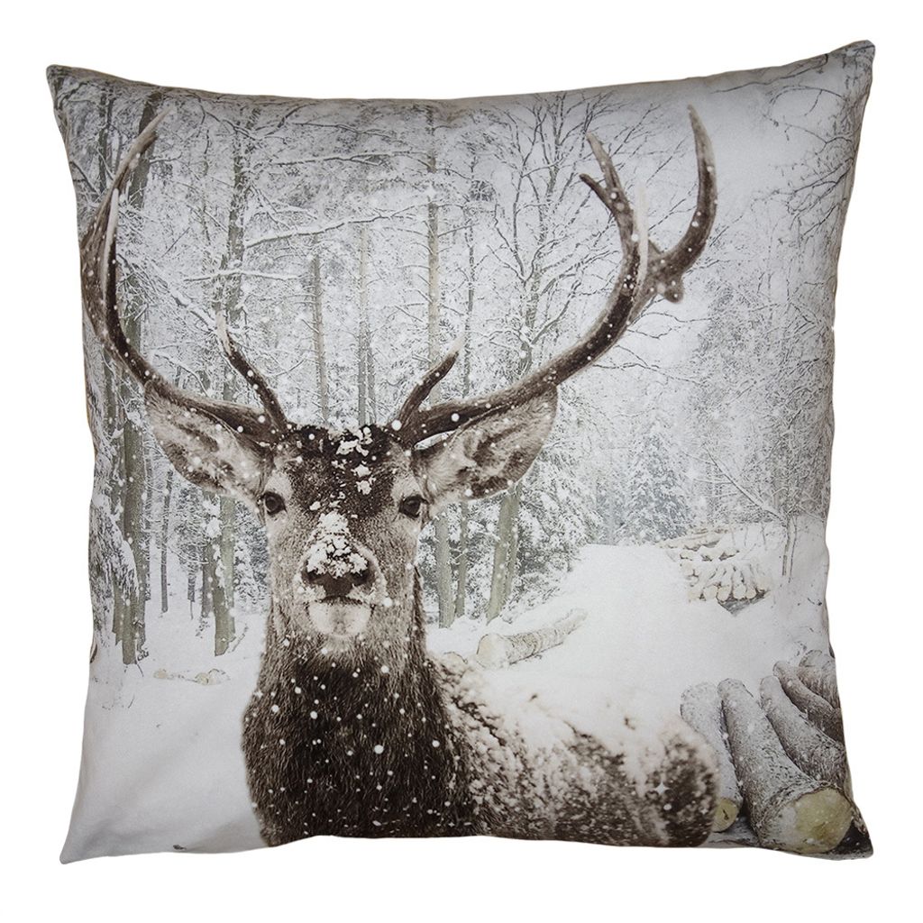 Clayre & Eef Kissenbezug 45x45 cm Braun Weiß Polyester Produktbild 