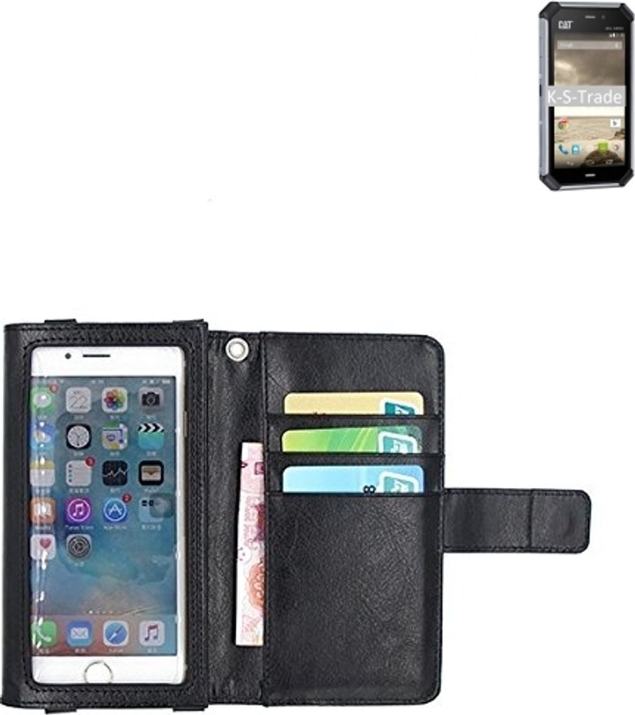 K-S-Trade Handy Hülle Schutz Hülle Kompatibel mit Caterpillar Cat S50 Case mit Displayschutz / Schutzfolie Flip Cover Wallet case Etui Hülle
