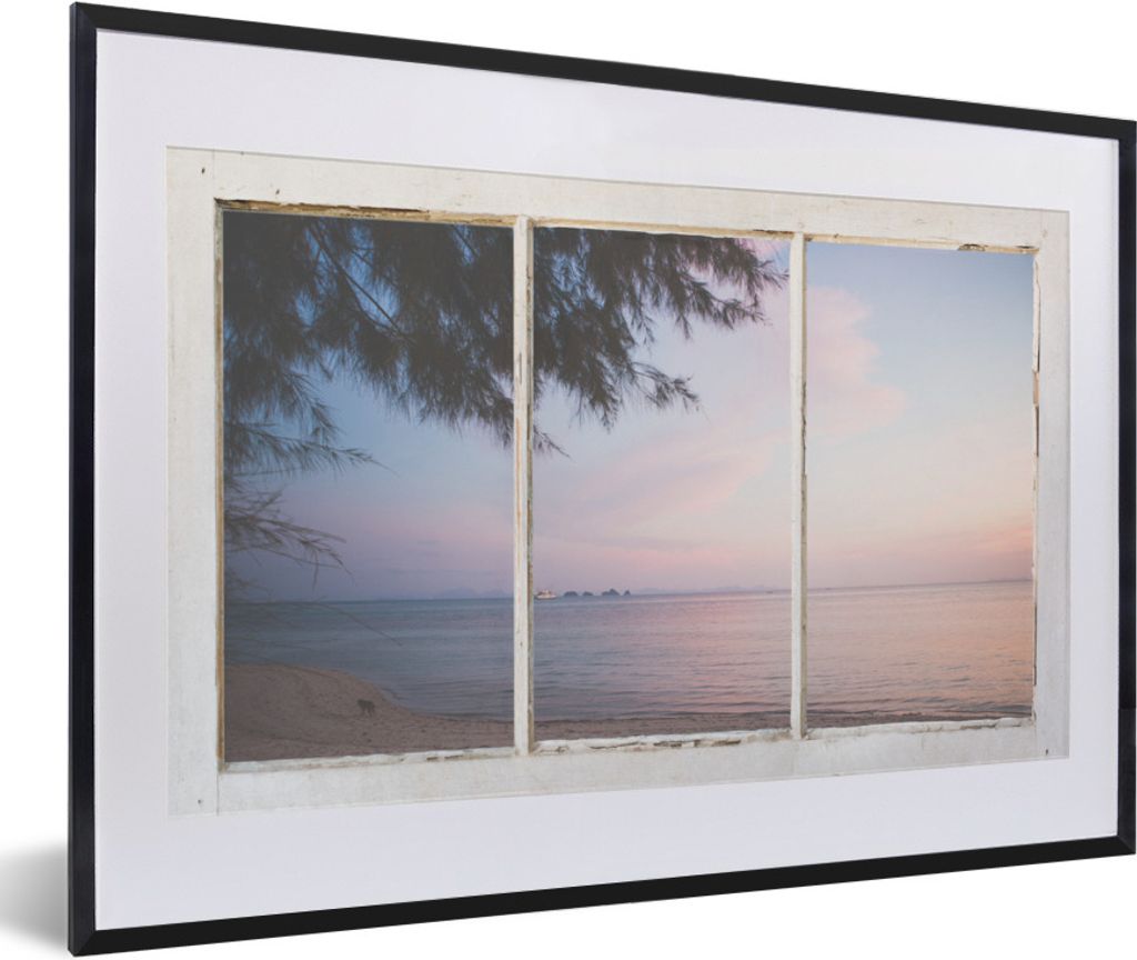 MuchoWow® Gerahmtes Poster Aussicht - Palme - Meer 60x40 cm Produktbild 