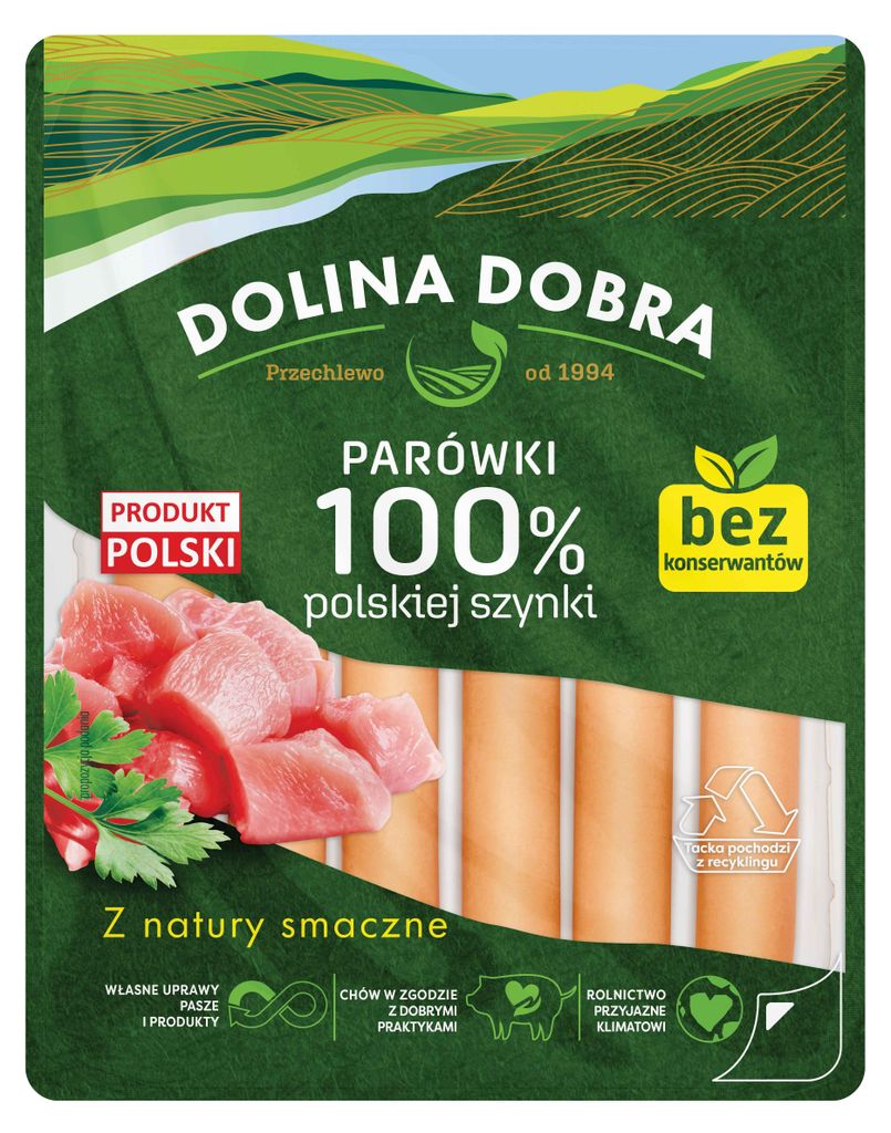 Parówki 100% polskiej szynki 200g Dolina Dobra Zdjęcie produktu 