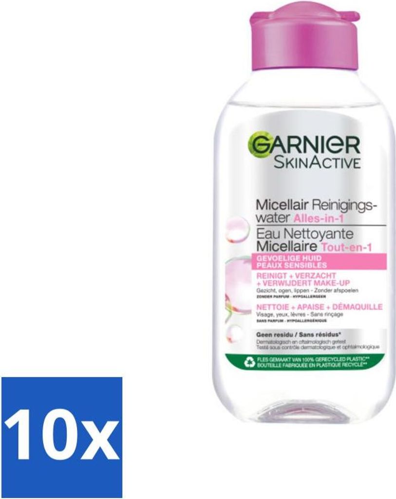 Garnier – SkinActive – Mizellen-Reinigungswasser – Empfindliche Haut – Reisegröße – 100 ml - Vorteilspack - 10 Stücke