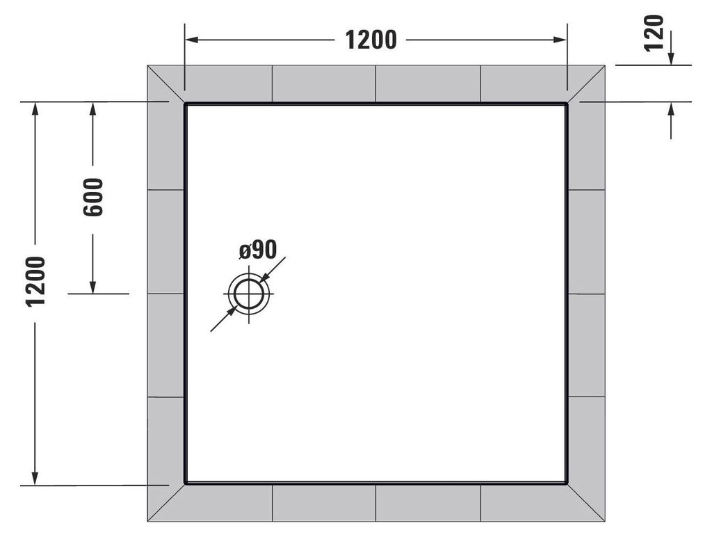 Duravit Tempano Duschwanne, Quadrat, Acryl, 1200x1200mm, 720190000000000