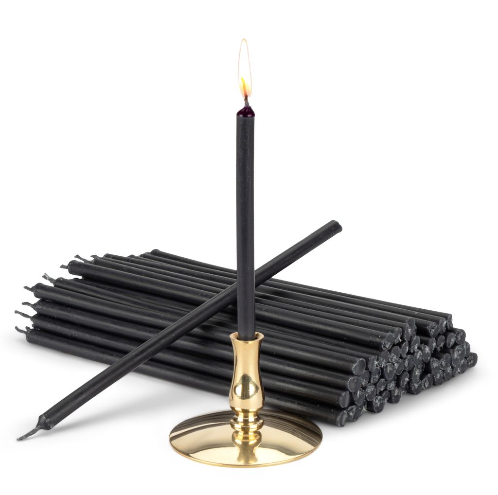 NKlaus - Kerzenhalter mit Altarkerzen schwarz Tropffrei L 15cm Ritual Paraffinwachs 40009