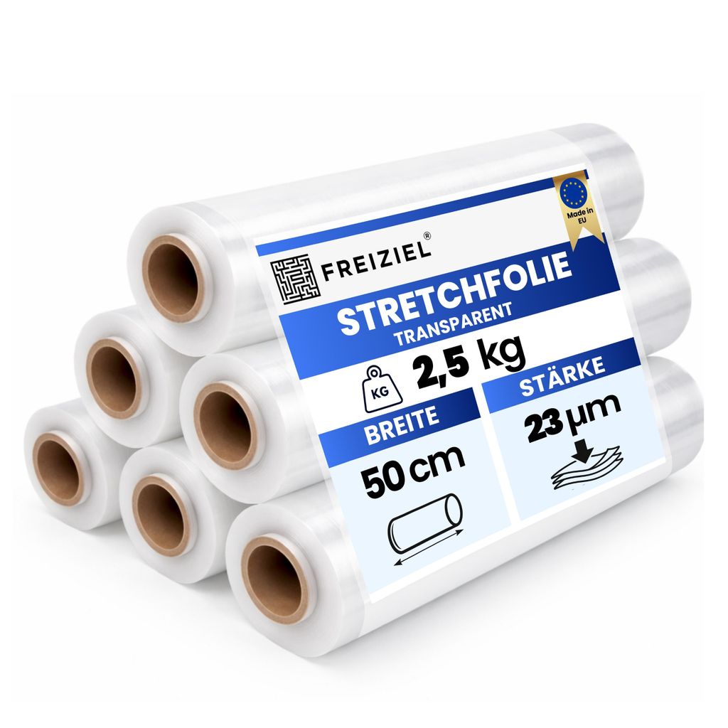 Freiziel® 6 x Stretchfolie 50cm 2,5kg 23my transparent Produktbild 